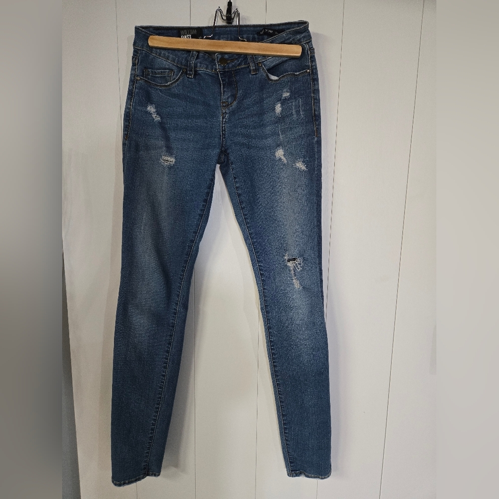 William Rast Distressed Medium Blue Skinny Jeans